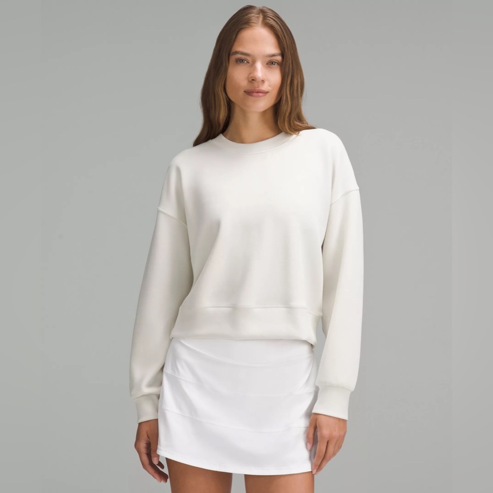 Lululemon Softstreme Perfectly Oversized Crop Crew Sweater White Opal, 6